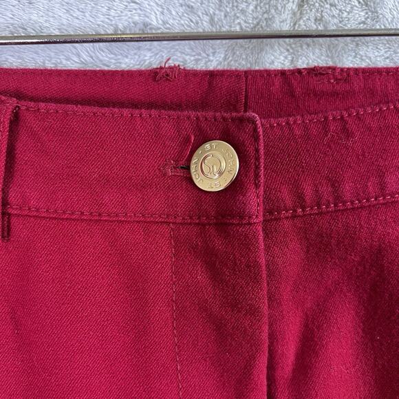 St. John Sport Red Denim Pants Jeans Size 4 Cotton Blend Holiday Straight Leg - Picture 6 of 16